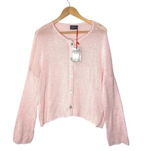 Wooden‎ Ships Womens size M/L Pink Button Front Sweater Cardigan NEW